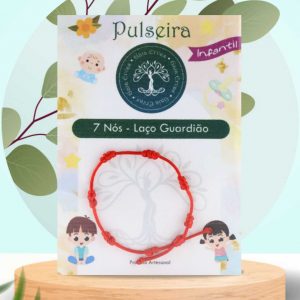 pulseira - 7 nós laço guardião - infantil - vermelho